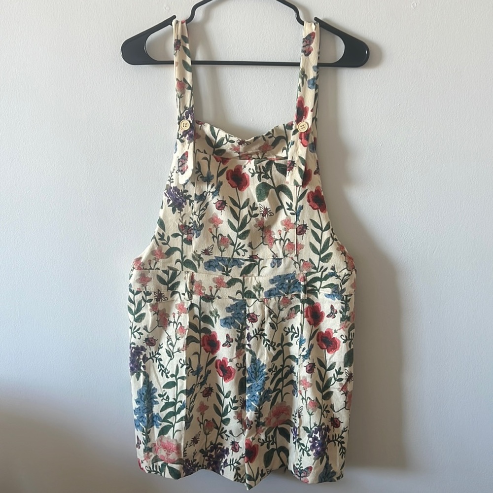 Corduroy Floral Overalls